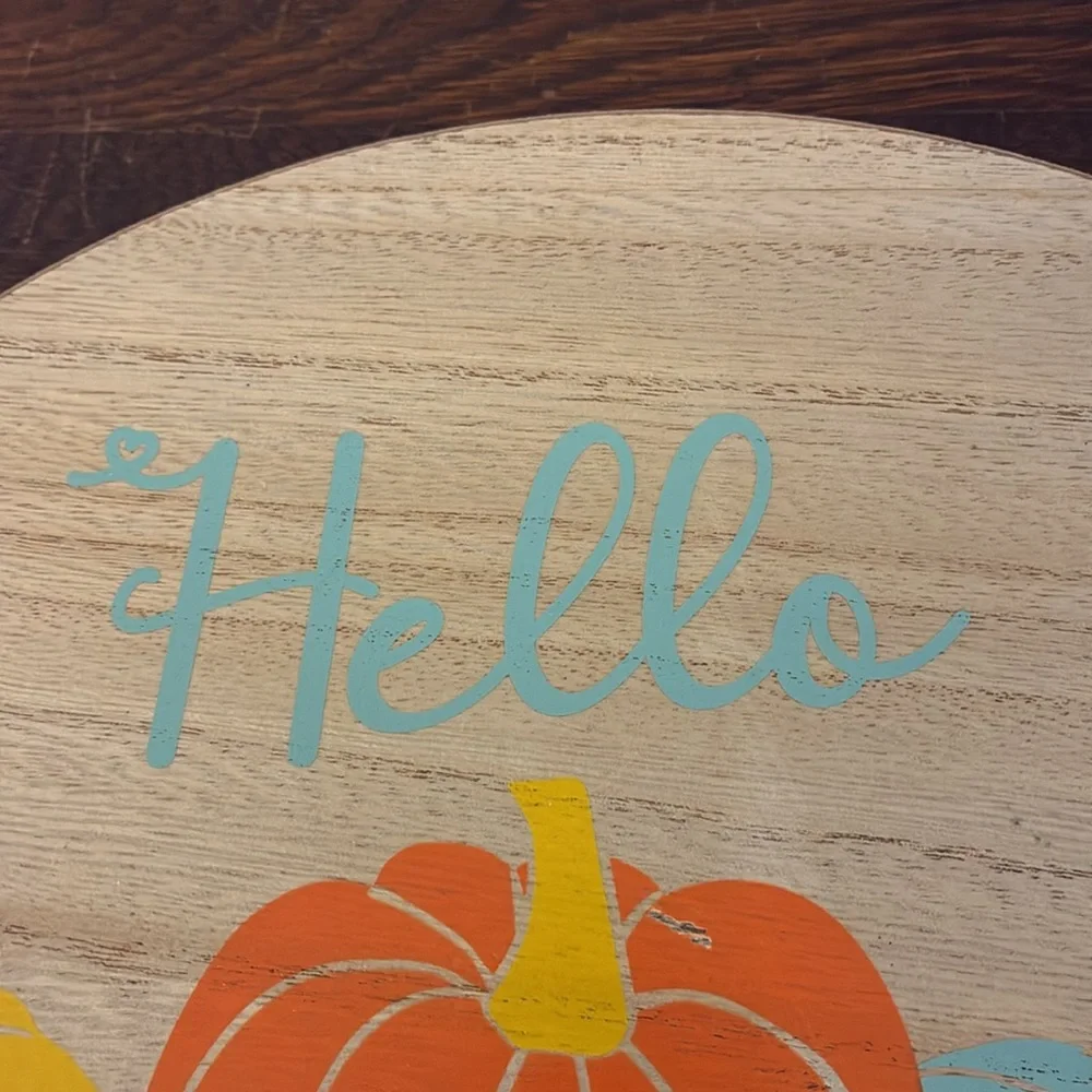 NWT- Hello Pumpkin Season- Wooden Lazy Susan w/ Colorful Pumpkins